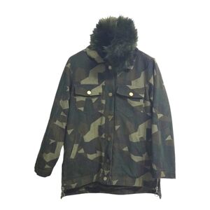 Kaycee Camo Jacket With Detachable Faux Fur Neck Warmer